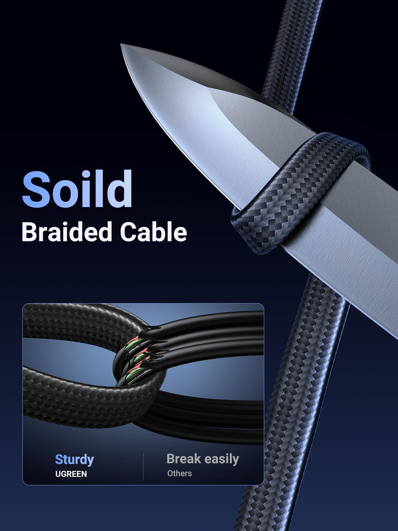 UGREEN USB to Ethernet Adapter 100 Mbps Bundle with Cat 8 Ethernet Cable 3FT Flat High Speed 40Gbps 2000Mhz Internet Cable