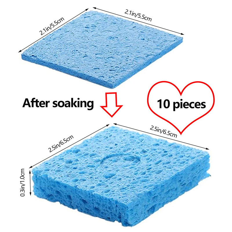 DHER Sponges Soldering Iron Clean Soldering Tips High Temperature Soldering Sponge Pack of 10 Soldering Iron Cleaning Sponge Thickened 5.5 x 5.5 cm Square High Temperature Resistant Soldering Iron Head Cleaning Sponge