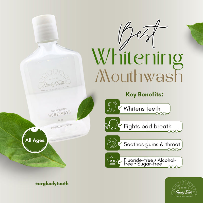 Lucky Teeth Organic Food Grade Peroxide MouthWash - Plus WHITENING - Whitens, Refreshes. Food Grade Peroxide + Essential Oils. … (2) 2