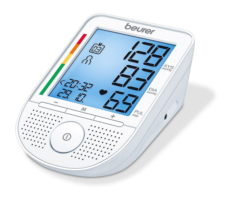 Beurer BM 49 Talking blood pressure monitor (DE, FR, IT, NL) with risk indicator and arrhythmia detection, two user memories with 60 storage locations, notification of application errors
