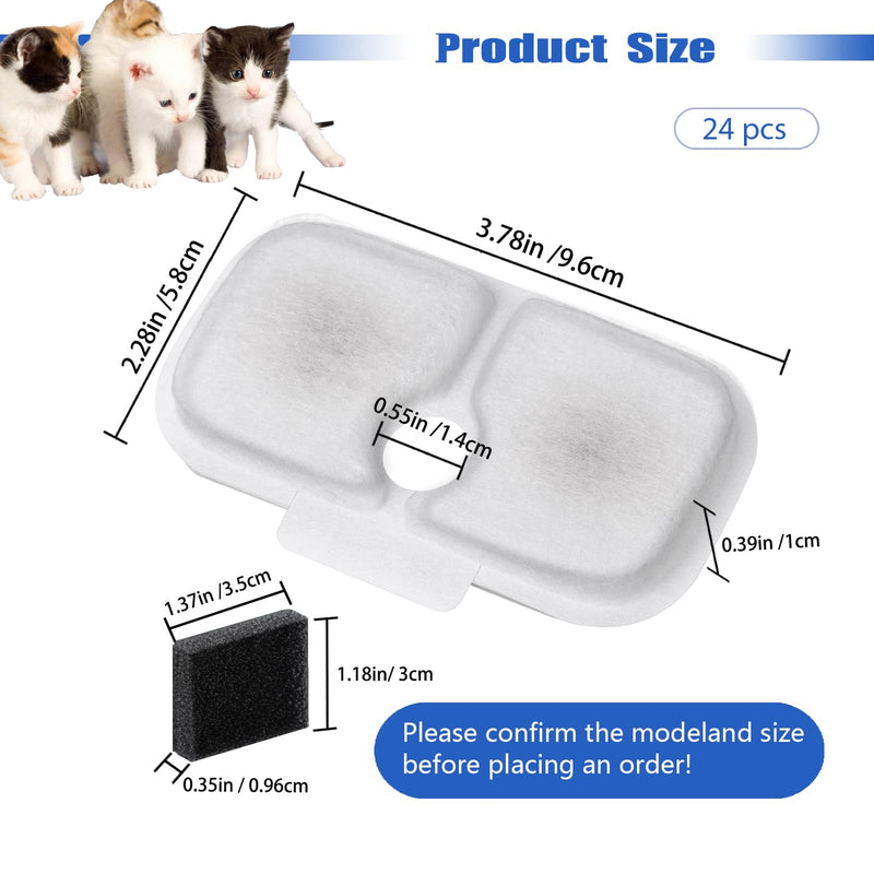 Cat Water Fountain Filter,petlibro filter replacement fit for Pet Fountain PLWF005/PLWF115/PLWF105,Pet Fountain Replacement Filters (White, 24P) White