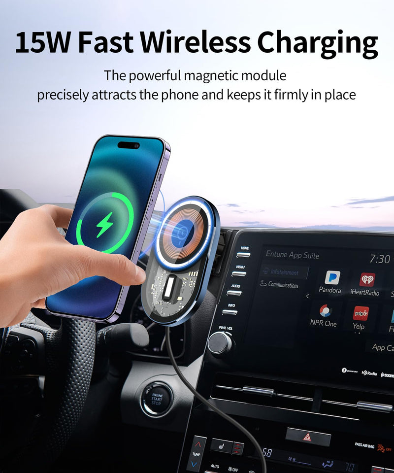 Wireless Charging car Phone Holder for Toyota Avalon 2019-2022 Accessories 9 inch Screen Fixed Clip,360° Rotation car Phone Mount Compatible with MagSafe
