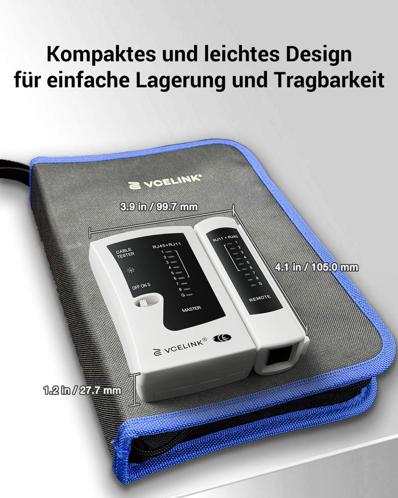 VCELINK Cable Tester, Network Tester for RJ45 RJ11 Cable Patch Cable, Grey | CAT6 CAT7 CAT8 Line Tester, LAN Tester, Telephone Cable Teser gray