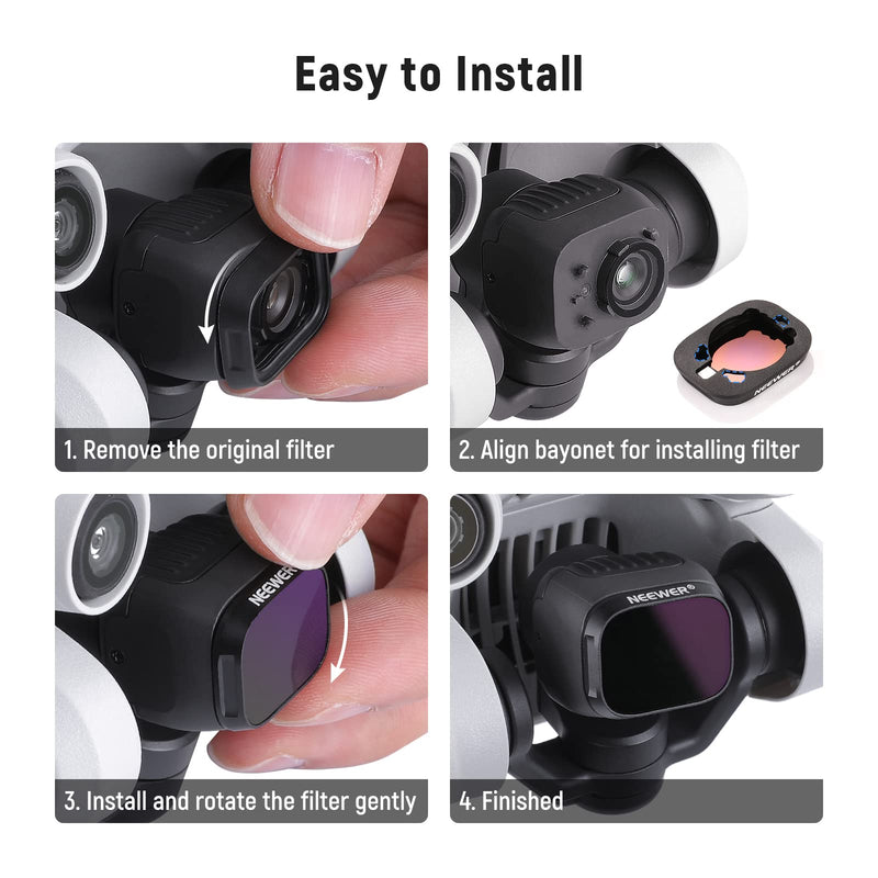 NEEWER ND Filter Set Compatible with DJI Mini 3/Mini 3 Pro, 6 Pack CPL ND8 ND16 ND32 ND64 ND128 Neutral Density Filter Drone Lens Accessory, Multi Coated HD Optical Glass, Aluminum Alloy Frame Aluminium 21.45*17.02*3.28mm