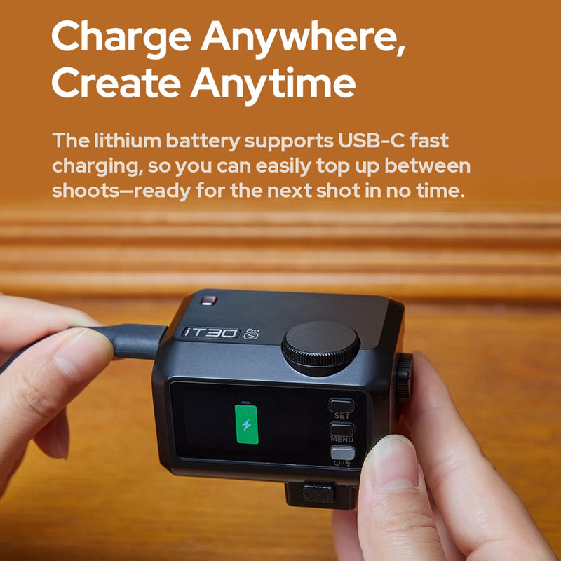 GODOX iT30 Pro S iT30Pro S TTL Mini Camera Flash for Sony Flash,Touchscreen,7.4V/900mAh Lithium Battery,1.5s Recycle,2.4G HSS 1/8000,for Sony ZV1 ZV-1F ZV-E10 A6400 A6700 A7IV A7III Etc Camera Flash iT30ProS Flash for Sony Cameras