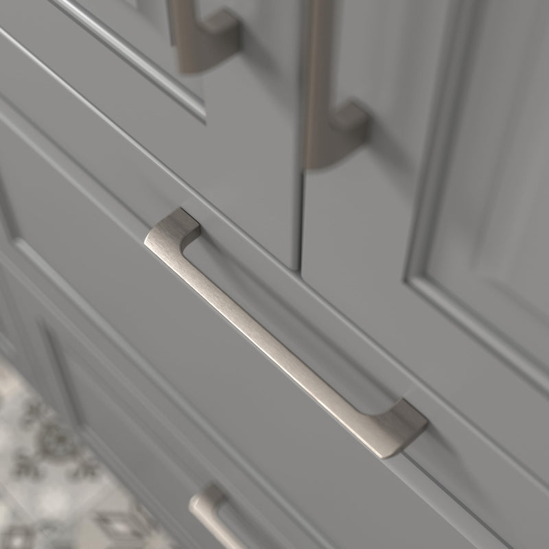| 5 Pack Brushed Nickel 6.3 Inch Hole Center | Solid Metal Cabinet Handles Bathroom Home Decor Drawer Pulls | Stainless Metal Kitchen Cabinet Handles | Etna Collection 6.3" (160mm) 01-Brushed Nickel (5 Count)
