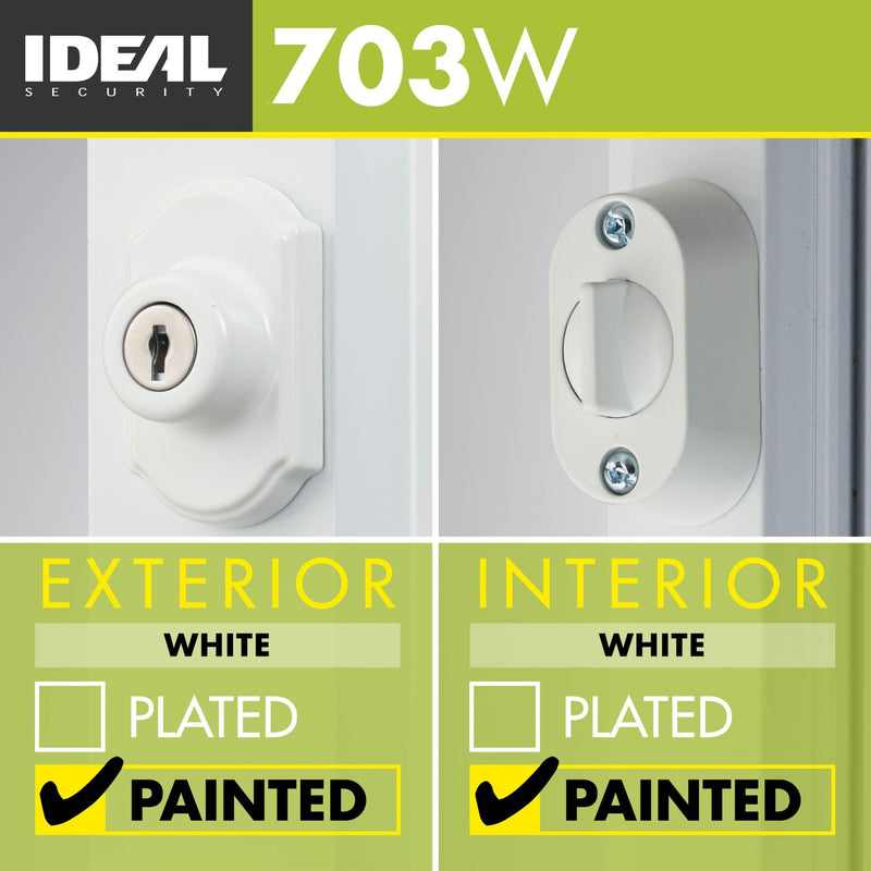 Ideal Security Model 703 Keyed Deadbolt for Storm and Screen Doors, White