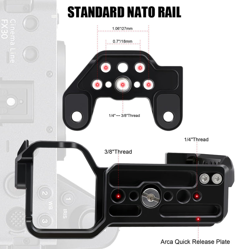 Camera Cage with Standard Cold Shoe for SonyFX3/FX30 Camera etc– Black