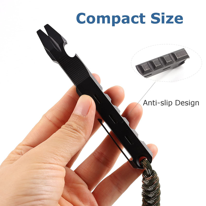 Hamans Titanium Pry Bar with Nail Puller Bottle Opener Function with Pocket Clip (Black) Black