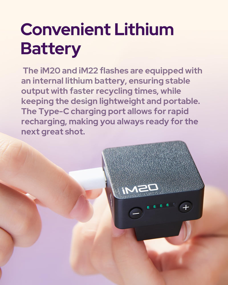 Godox iM22 iFlash Camera Flash and Lightweight Portability Single-Contact Hotshoe Lithium Battery Type-C Charging 440 Full-Power Flashes