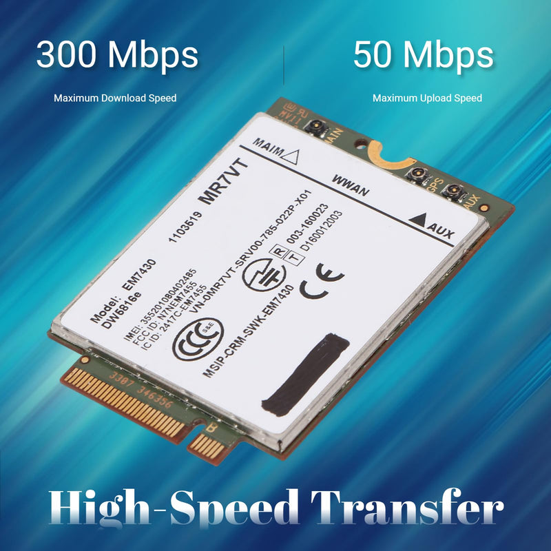 4G LTE Network Card, UMTS HSDPA HSPA+ LTE Computer Network Module M.2 Interface, 300Mbps Plug and Play, for for 7280 7285 7290 7389 7390 7480 7490 E7470