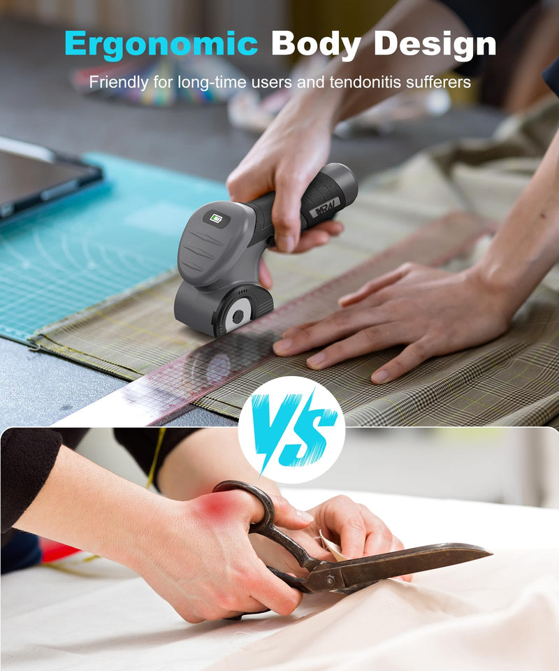 2026 Cordless Electric Scissors, Fast Charging Rechargeable Cardboard Cutter with Replaceable Blades and Long-Lasting Battery, Effortless Cutting for Cloth, Fabric, Plastic & Leather Gray-black