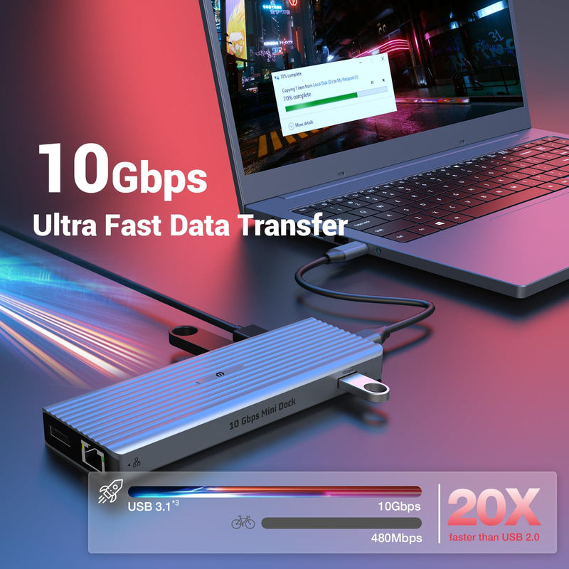 11 in 1 Laptop Docking Station, USB C HUB Dual 4K@60Hz Video Outputs Dual Monitor,(3 USB 3.1 10 Gb/s, 2 HDMI, 2 DP, 100W PD, Gigabit Ethernet & Audio) for Windows and M1 Macs