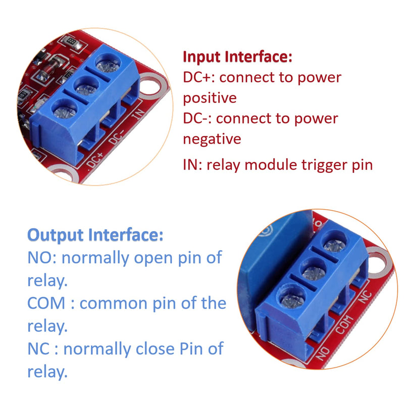 HUAREW 5V 1 Channel Relay Module with Optocoupler Isolation Supports High and Low Level Triggering (Pack of 10)