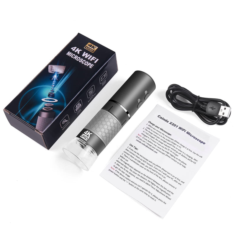 4K WiFi Digital Microscope Camera for iPhone Android Phone and Windows Mac PC, 3840x2160P Wireless Handheld Microscope, Portable Microscope for Adults and Children WiFi Microscope