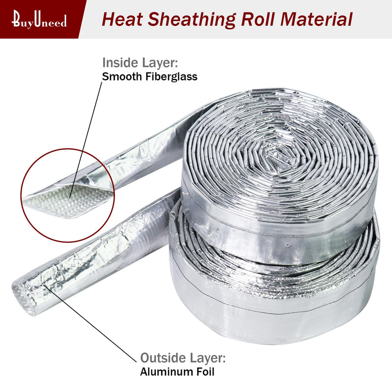 Car Aluminized Sleeving Heat Sheathing Roll - Heat Radiant and Prevent Vapor Lock Heat Shield for Brake Cable/Fuel Line/Spark Plug (3/8inch(I.D. Wide) - 72'') 3/8inch(I.D. Wide) - 72''