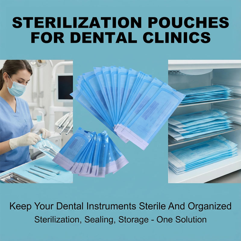 Pack of 400 Sterilisation Bags, Sterilising Bags Without Side Pleats, 90 x 260 mm, Self-Adhesive Sterilisation Bags for Cleaning Tools, Sterilising Bags for Dental Tools, Tattoos or Manicures