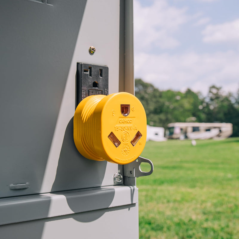 Camco PowerGrip Camper/RV Adapter | Features a 15-Amp Male (NEMA 5-15P) & 30-Amp Female (NEMA TT-30R) Connection | Rated for 125V/1875W (55223)