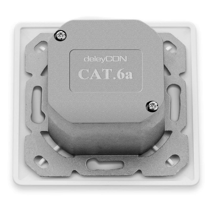 deleyCON CAT 6a Universal Network socket - 2x RJ45 Port - screened - Mounted/Flush - 10 Gigabit Ethernet Network - EIA/TIA 568A&B - White/Plain white | Universal, shielded, surface-mounted or flush-mounted, 10 Gigabit Ethernet network, EIA/TIA 568A&B