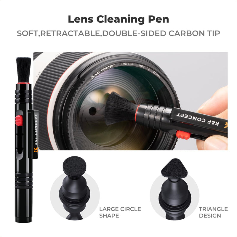 K&F Concept 15-in-1 Camera Lens Cleaning Kit with Camera Blower, Glasses Wipes*10, Cleaning Liquid, Microfiber Cleaning Cloth*2, Lens Cleaning Pen for DSLR Camera Lens Filter Cell Phones 15-1 Kit
