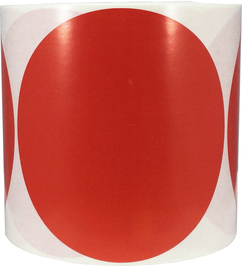 Red Color Coding Labels for Organizing Inventory 5 Inch Round Circle Dots 500 Total Adhesive Stickers On A Roll Red