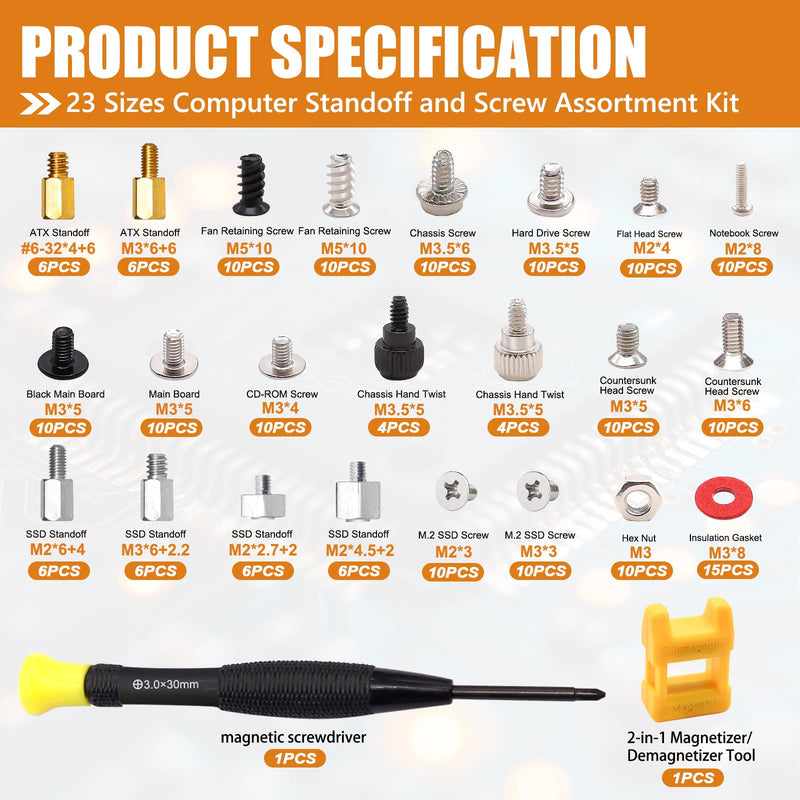 mankk 23 Sizes M.2 Computer Screws Motherboard Standoffs Laptop Screws for Motherboard,HDD Hard Drive,SSD,PC Case,PC Fan,ATX Case,CD-ROM