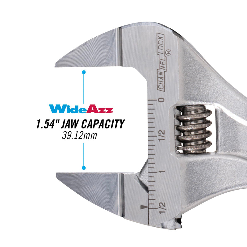 Channellock Adjustable Wrench 8SWCB Code Blue WideAzz Slim Jaw - Precise Grip, Wide Mouth - 8 In 8-Inch WideAzz Slim Jaw