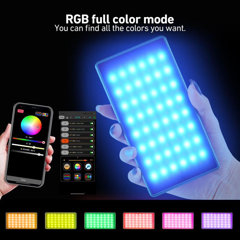 NA225 RGB Video Light App Control, 2500K-9900K, Build-in 4000mAh Rechargeable Battery Portable Phone Camera Photo Lights for Studio Photography Vlogging Streaming Live Beauty and Filming Metal gray