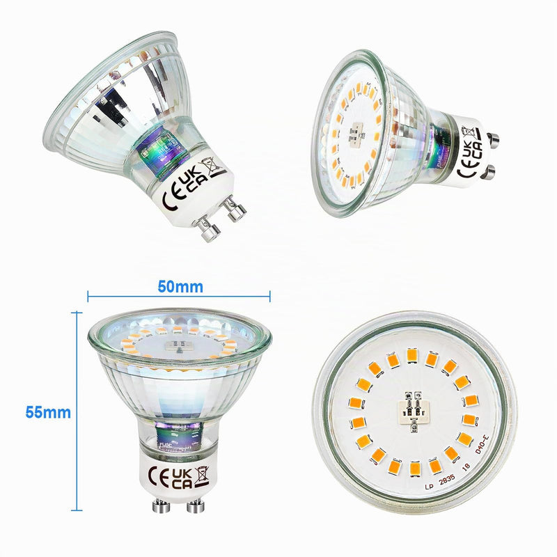 HiBay Set of 10 LED Recessed Spotlights, 230 V, GU10 Spotlights, 5 W, Warm White Ceiling Spotlights, Brushed Stainless Steel, Round + GU10 Socket | Deckenspots Edelstahl Gebürstet Rund inkl. GU10 Fassung Einbauspot für Wohnzimmer Schlafzimmer Flur Büro