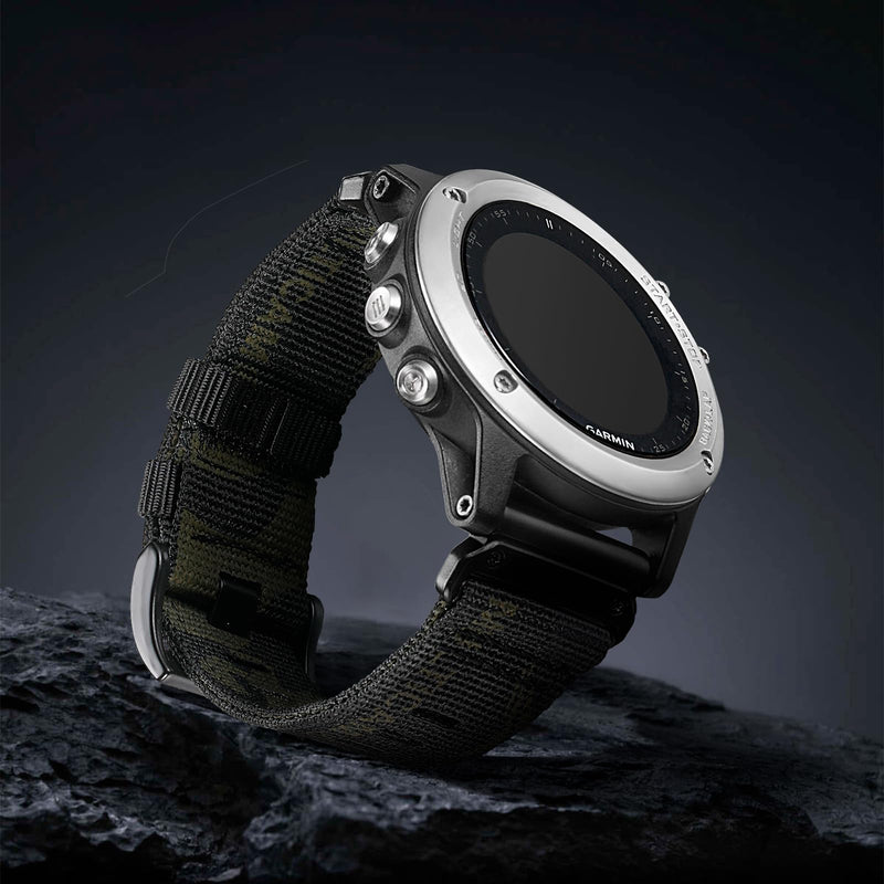 26mm Nylon Watch Band Compatible for Garmin Fenix 7X/ Fenix 6X/ Fenix 5X/ Tactix Delta, Camouflage Quickfit Bands for Garmin Fenix 3/3 HR, Fenix 5X Plus/6X Pro/Descent MK1/Enduro A-Camouflage