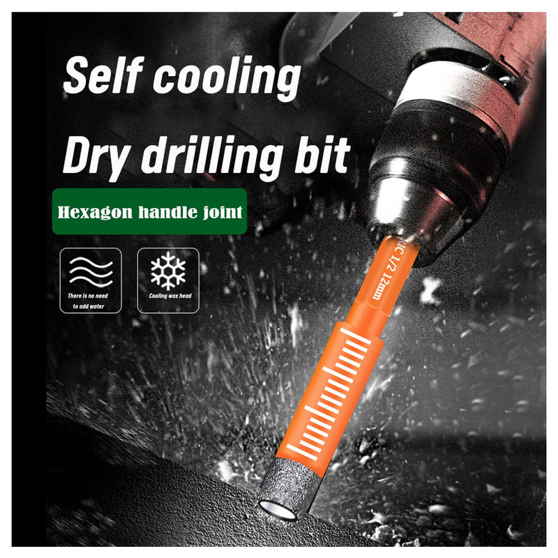 9 PCS Orange Dry Diamond Drill Bits Set, Hex Shank Diamond Hole Saw Kit with Storage Bottle, for Granite Marble Tile Ceramic Stone Glass Hard Materials (Not for Wood) with Size 3/16'' to 5/8''