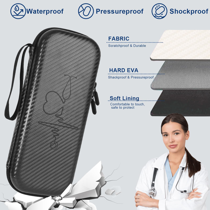 CDBXPRG Stethoscope Case for 3M Littmann,Stethoscope Carrying Case for Nurse Accessories, Hard Stethoscopes Case with Pocket Compatible for Omron/ADC/MDF Stethoscope,Gift for Nursing Students Black Olny Case-Black