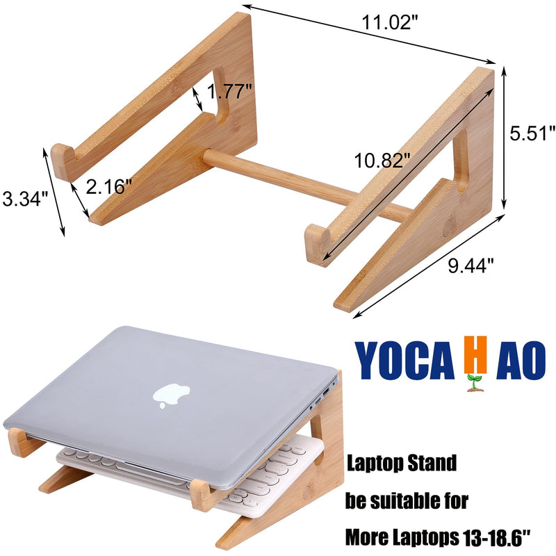 Wooden Laptop Stand Vertical Laptop for 13-18.6in Bamboo Stand for Desk,Laptop Stand Compatible with MacBook Air Pro/Dell XPS/Surface pro/HP/Pixelbook/Lenovo,More Laptops