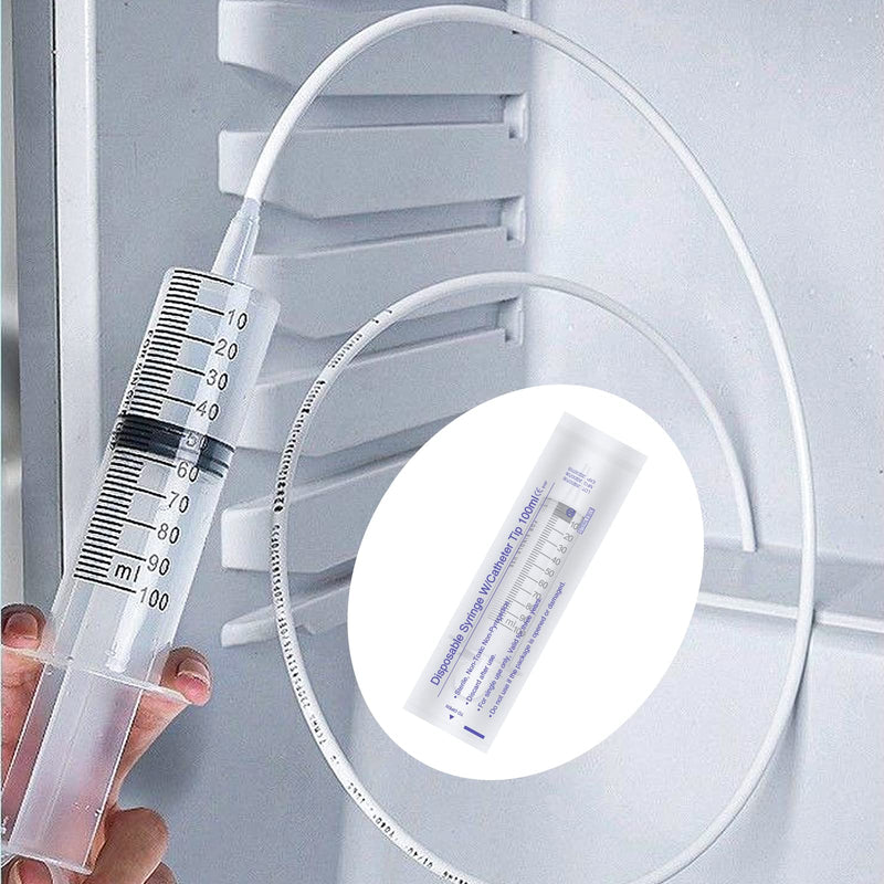 2 Packs Plastic Syringes with 2 Plastic Tubes for Oil or Glue Applicators, Experiments, Pet Feeding, Industrial Applications (100 ml) 100ml