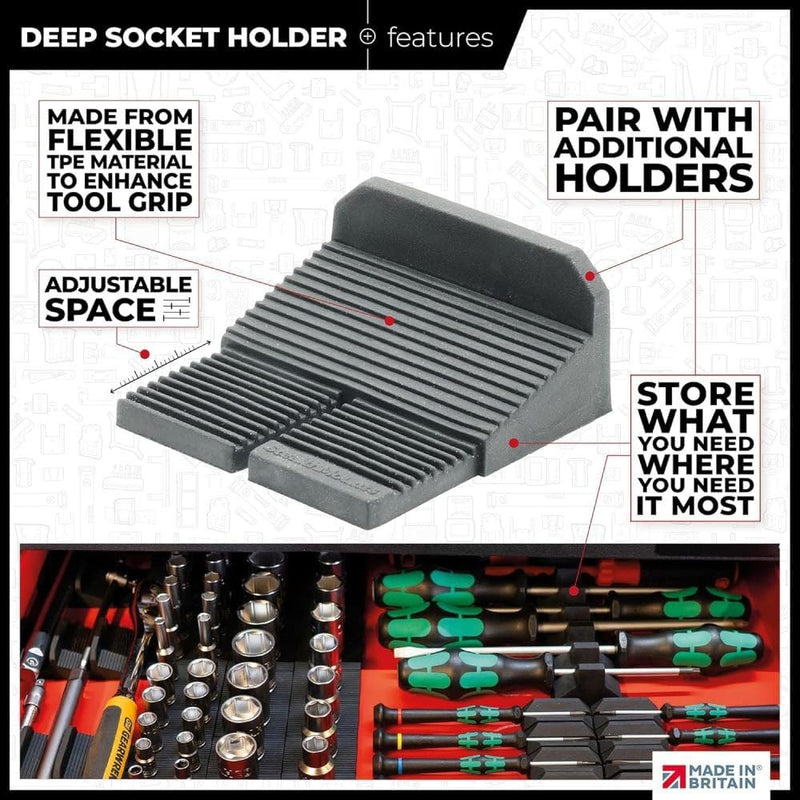 StealthMounts Drawer Hive Deep Socket Holder - 10 Pack | Modular Tool Box Organizer for Professional and DIY Mechanics | Injection Molded TPE | Made in UK