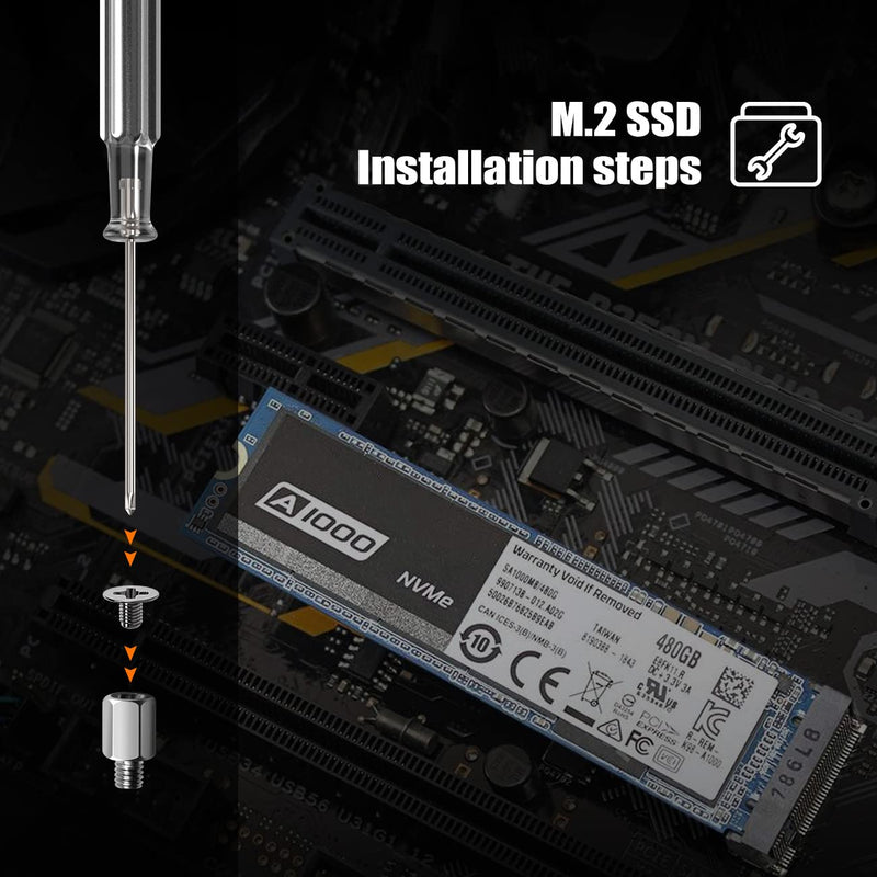 30PC M.2 Nvme SSD Screw Kit, M.2 Standoff and Mounting Screws for Asus ASRock Gigabyte MSI Motherboard & Nvme SSD, for Laptop PC Repair & DIY LS-SSD Screws Kit