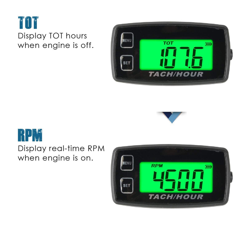 Runleader speedometer with self-sufficient operating hours counter, maintenance reminder, alarm speed, backlit display, battery replaceable for ZTR lawn mower tractor generator outboard