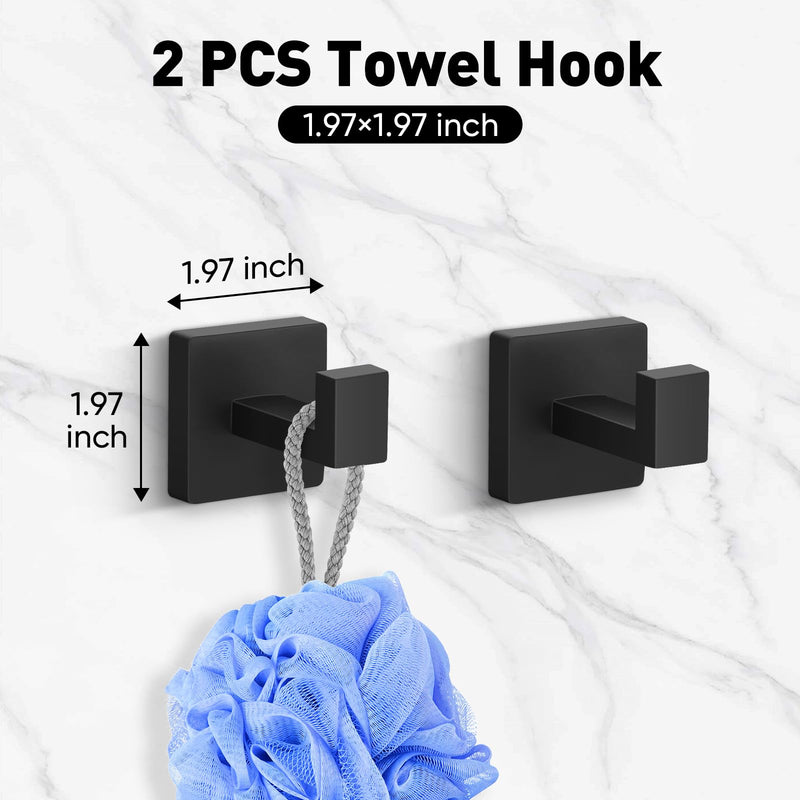 BlumWay 5-Pieces Matte Black Bathroom Accessories Set, 16 Inch Bathroom Hardware Set, SUS304 Stainless Steel Bath Towel Bar, Toilet Paper Holder,Towel Racks for Bathroom Wall Mounted 5 Pcs 16 Inch