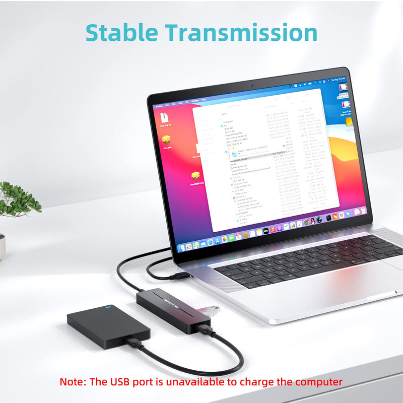 USB Hub, 3.0 4-Port Ultra-Slim Data USB Expander with 4 FT Extended Cable Compatible with MacBook, Mac Pro, Mac mini, iMac, Surface Pro, XPS, PC, Flash Drive, Mobile HDD (Black) Black
