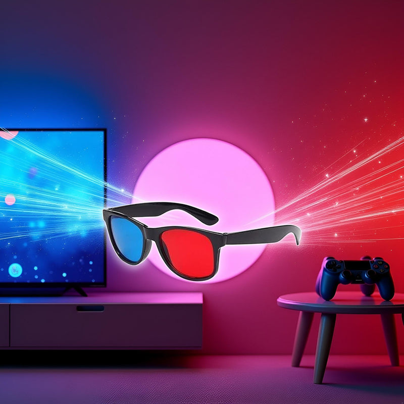Red and Blue 3D Glasses,3D Viewing Glasses,Universal TV Movie Dimensional Video Frame 3D Glasses,DVD Game Glass 3D Style Glasses,Weightlight Simple Design,3d Movie Game-extra Upgrade Style