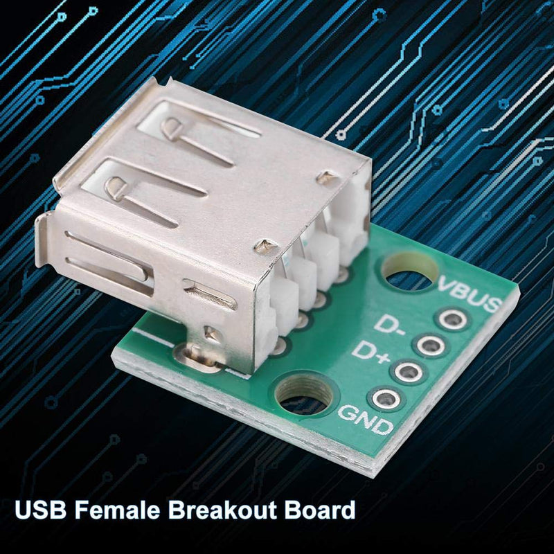 Keenso USB Breakout Board Pack of 10 USB Type A Female Breakout Board 2.54 mm Pitch Adapter Plug DIP