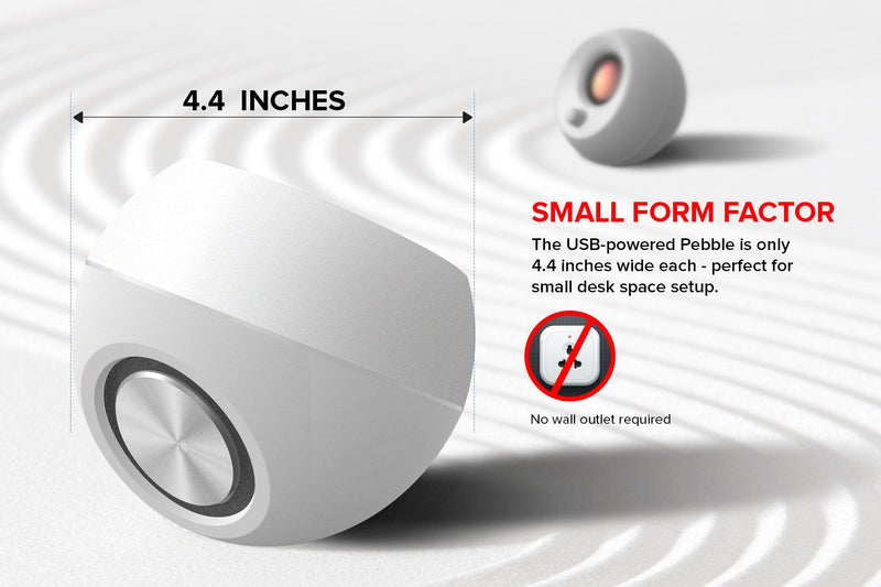 Creative Pebble 2.0 USB-Powered Desktop Speakers with Far-Field Drivers and Passive Radiators for PCs and Laptops (White) White