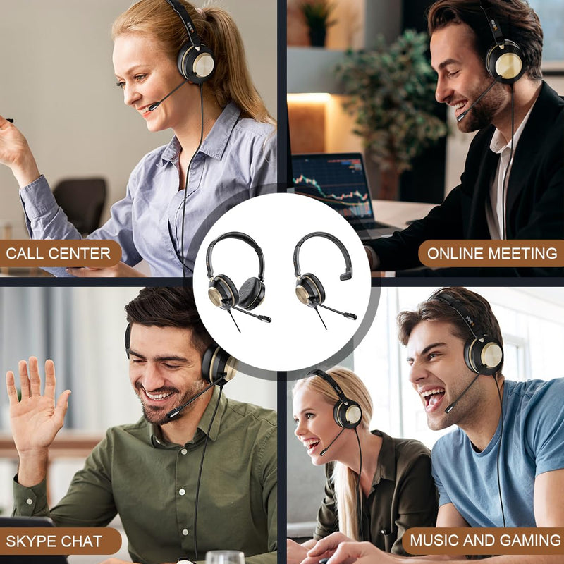 Headset with Mic, USB Headset with Microphone, Computer Headset with Noise Cancelling Microphone for Laptop PC, Mute in-line Controls 88USBC