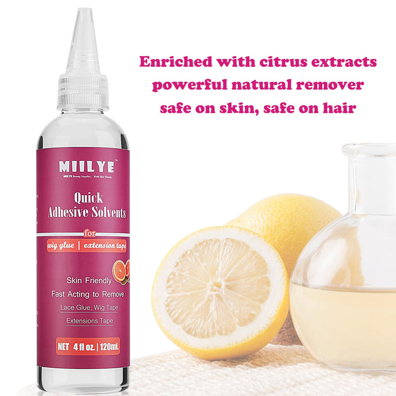 MIILYE Wig Glue Remover/Tape Extension Remover Spray 120 ml/4 oz, Fast Acting Hair Glue Remover, Bond Remover and Tape Solvent for Lace Wigs, Hair Extensions (Pack of 2) 120 ml (Pack of 2)
