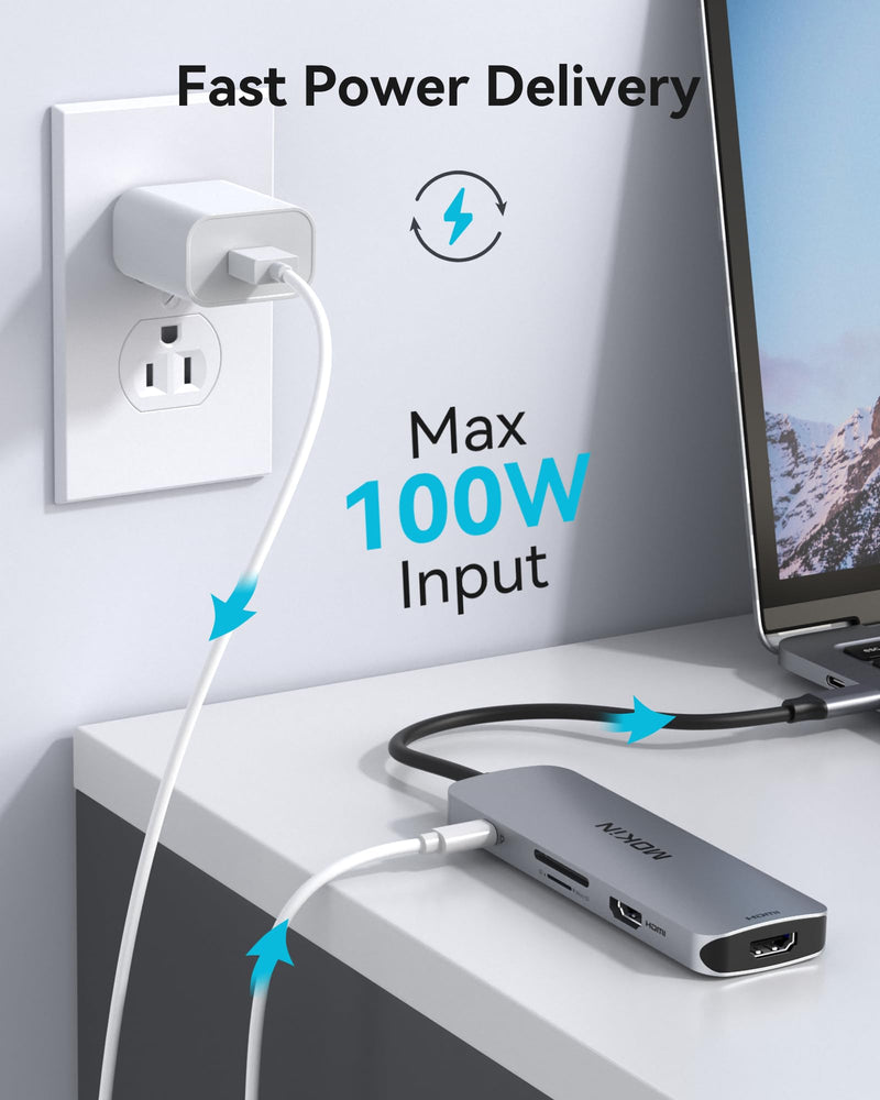 MOKiN USB C Docking Station Dual Monitor, USB C to Dual HDMI Adapter, 8 in 1 Laptop Docking Station with 2 HDMI(4K @60Hz), PD Charging, USB A&C 3.0 Ports, SD/TF for Dell/HP/Lenovo/Surface/Yoga etc