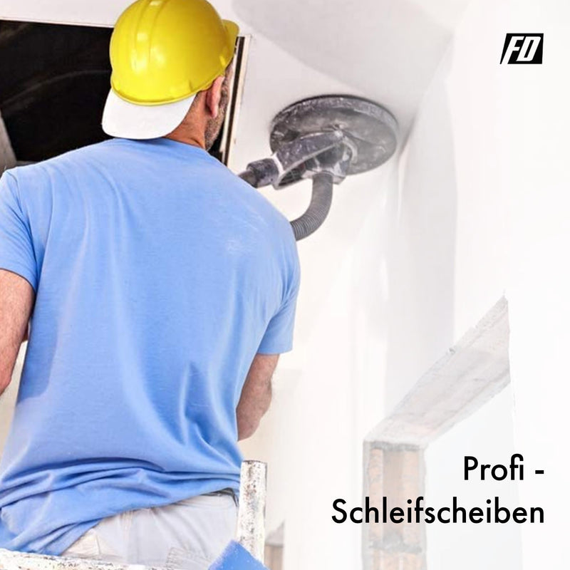 Professional sanding discs │ yellow │ 25 pieces │ Ø 225 mm │ 5 x grain 60/80/120/180/220 each │ for long-neck sanders │ self-adhesive │ sanding sheets │ sandpaper │ sanding pads │ by FD-Workstuff