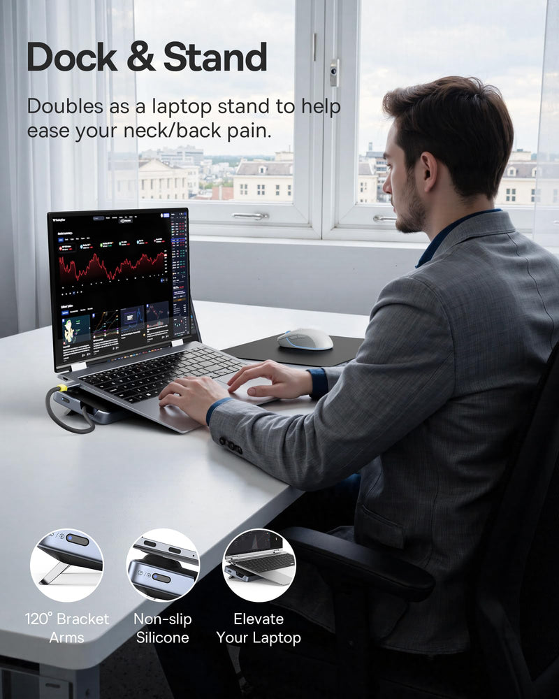 Baseus Laptop Docking Station Stand, 12 in 1 Triple 4K Display HDMI/DP, 10Gbps USB A/C Fast Data, PD 100W, Ethernet, TF/SD, USB C Docking Station with Stand for Windows/Dell/HP/Lenovo/Asus/Acer/Mac 12 in 1 New