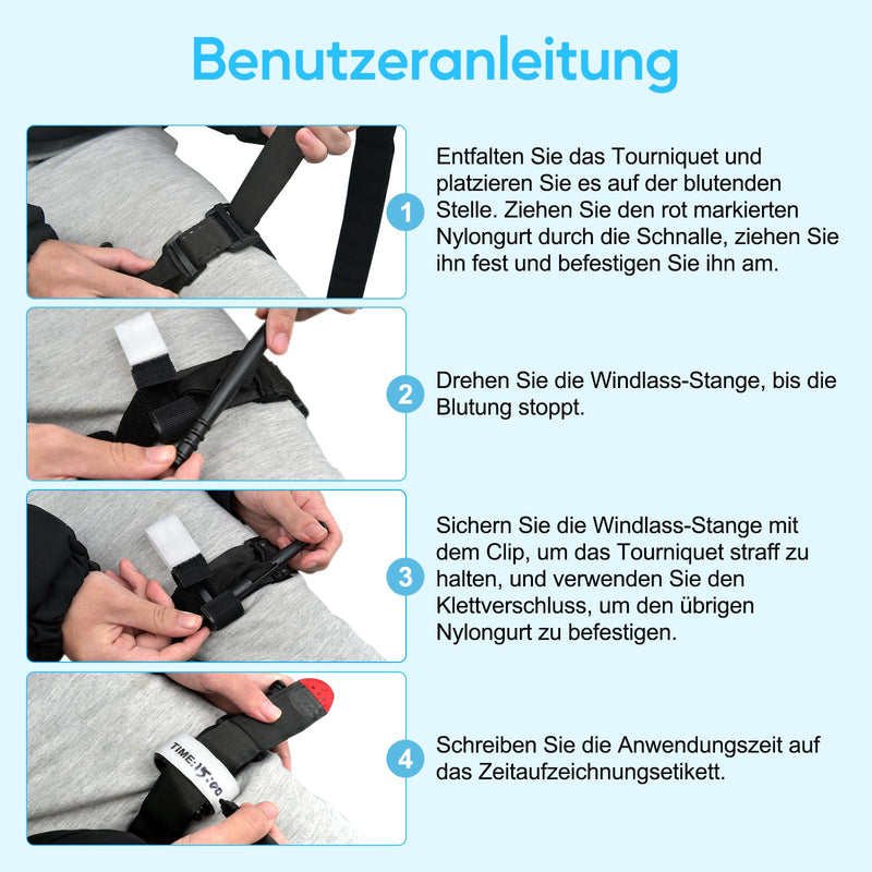Tourniquet, Rotating Single Handed Application Tourniquets for Military Hiking Tactical First Aid Medical Battle, Effective and Fast Life-Saving Bleeding Control Combat, 4 Pack