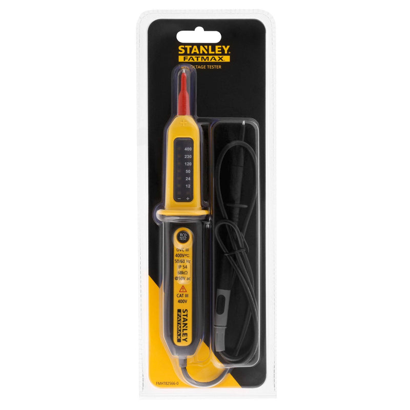 Stanley - FatMax LED Voltage Tester, CAT III 400V, Residual Circuit Breaker (RCD), IP54 Rated, AC/DC 400V, Voltmeter, 400 Volts, FMHT82566-0