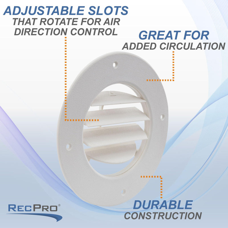 RecPro RV Air Louver Ceiling Vent 6.5" | Fully Adjustable | for 4-5/8" Ducting (1-Pack) 1-Pack